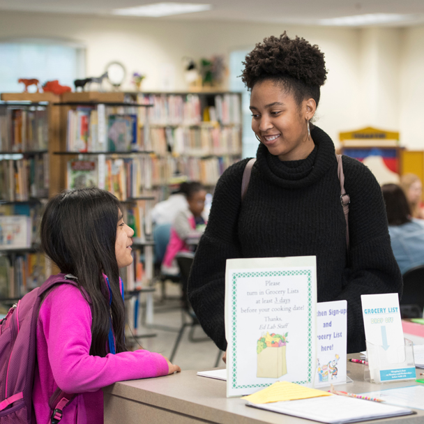 Talking to youth in library