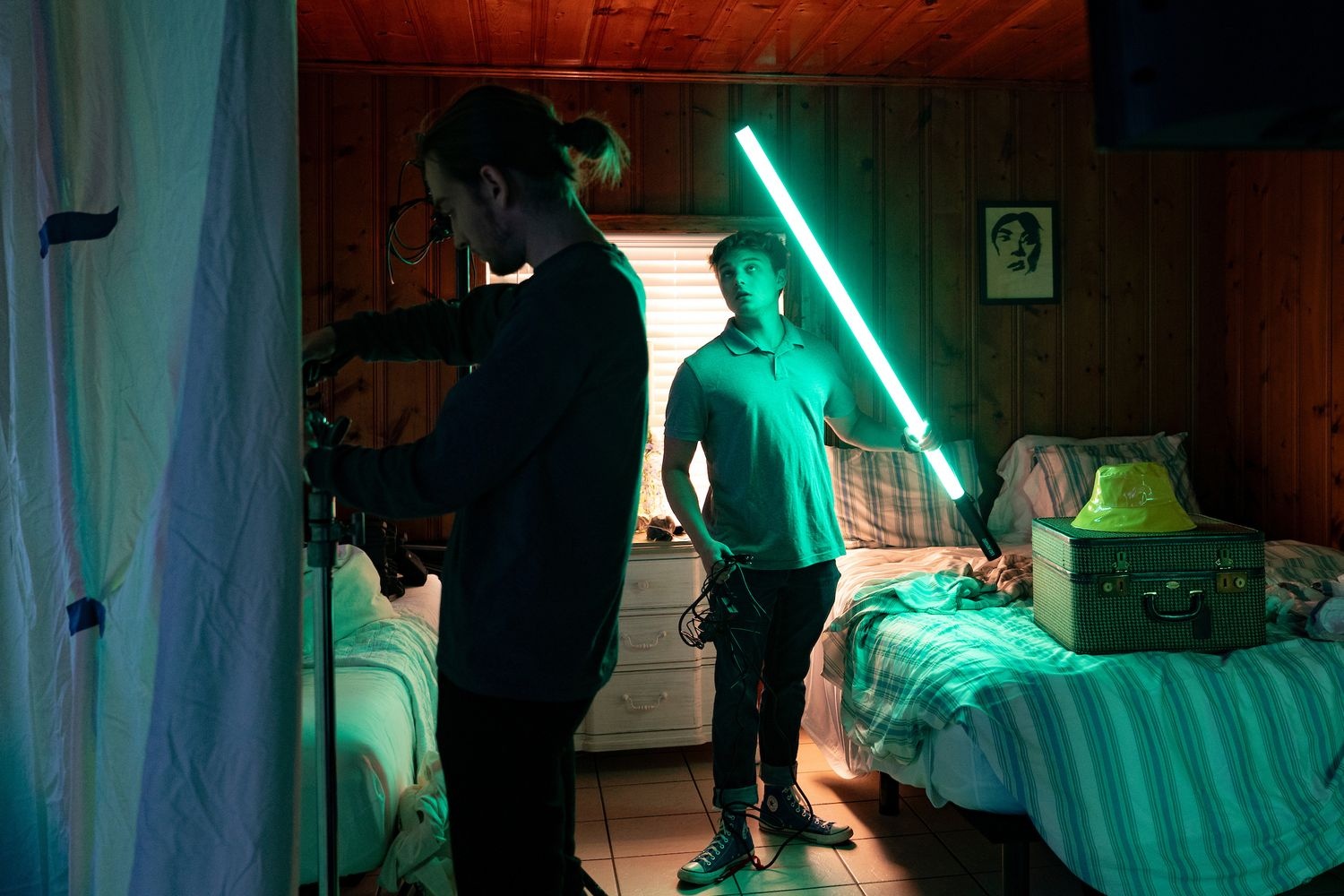 Film shoot in a bedroom