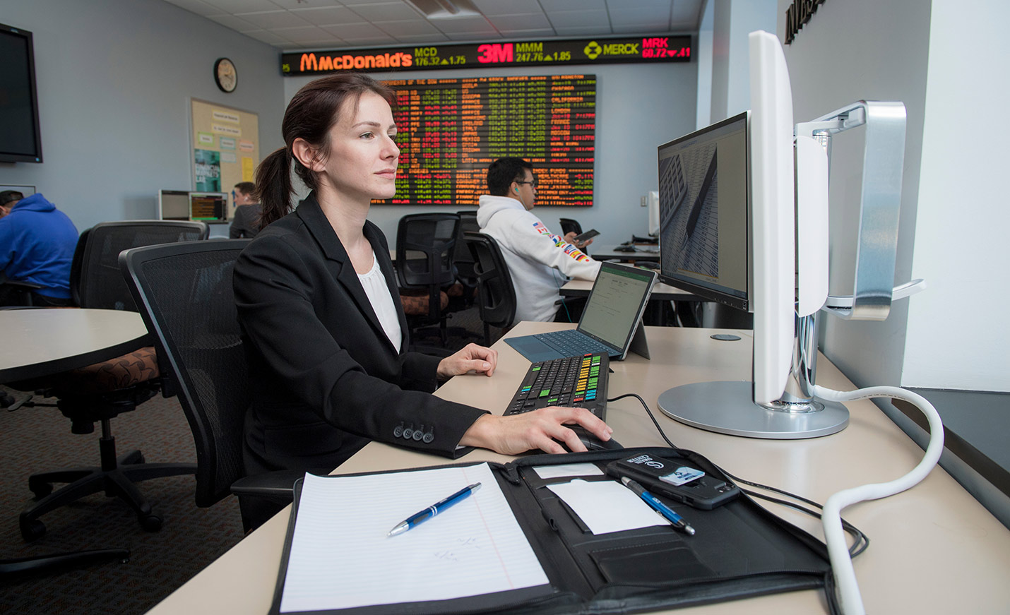 Woman working on a computer