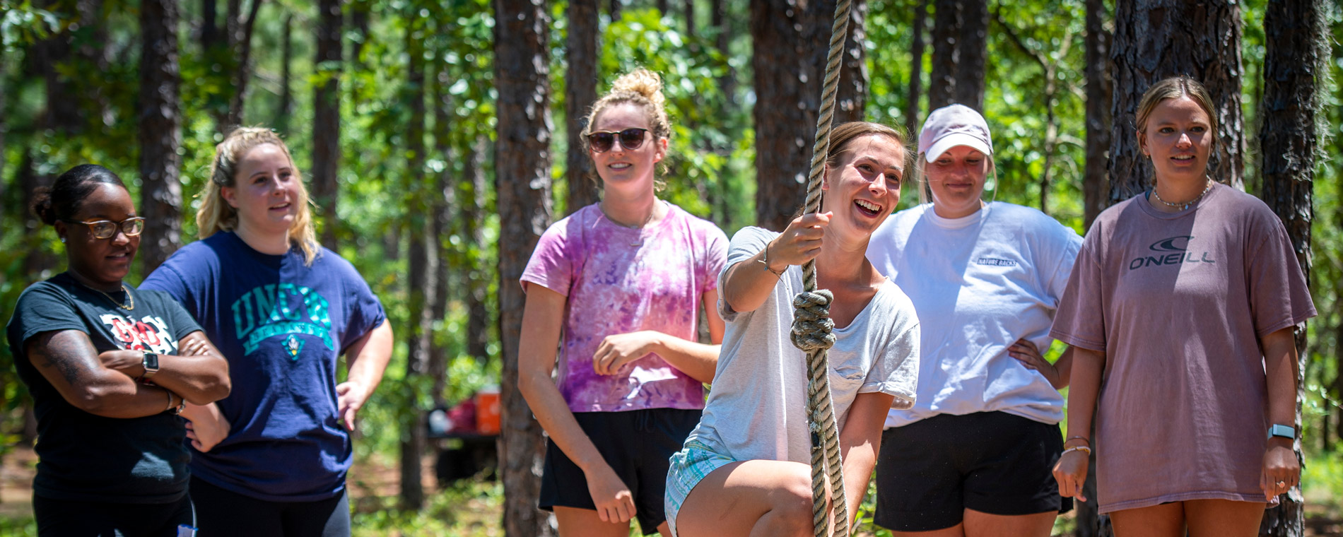 Recreational class having fun outside