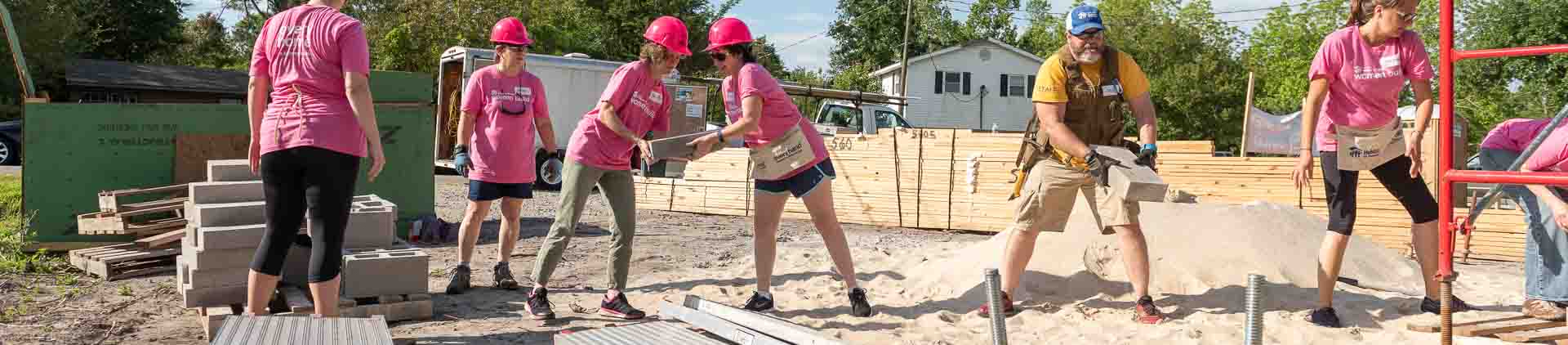 Group of people at a building site