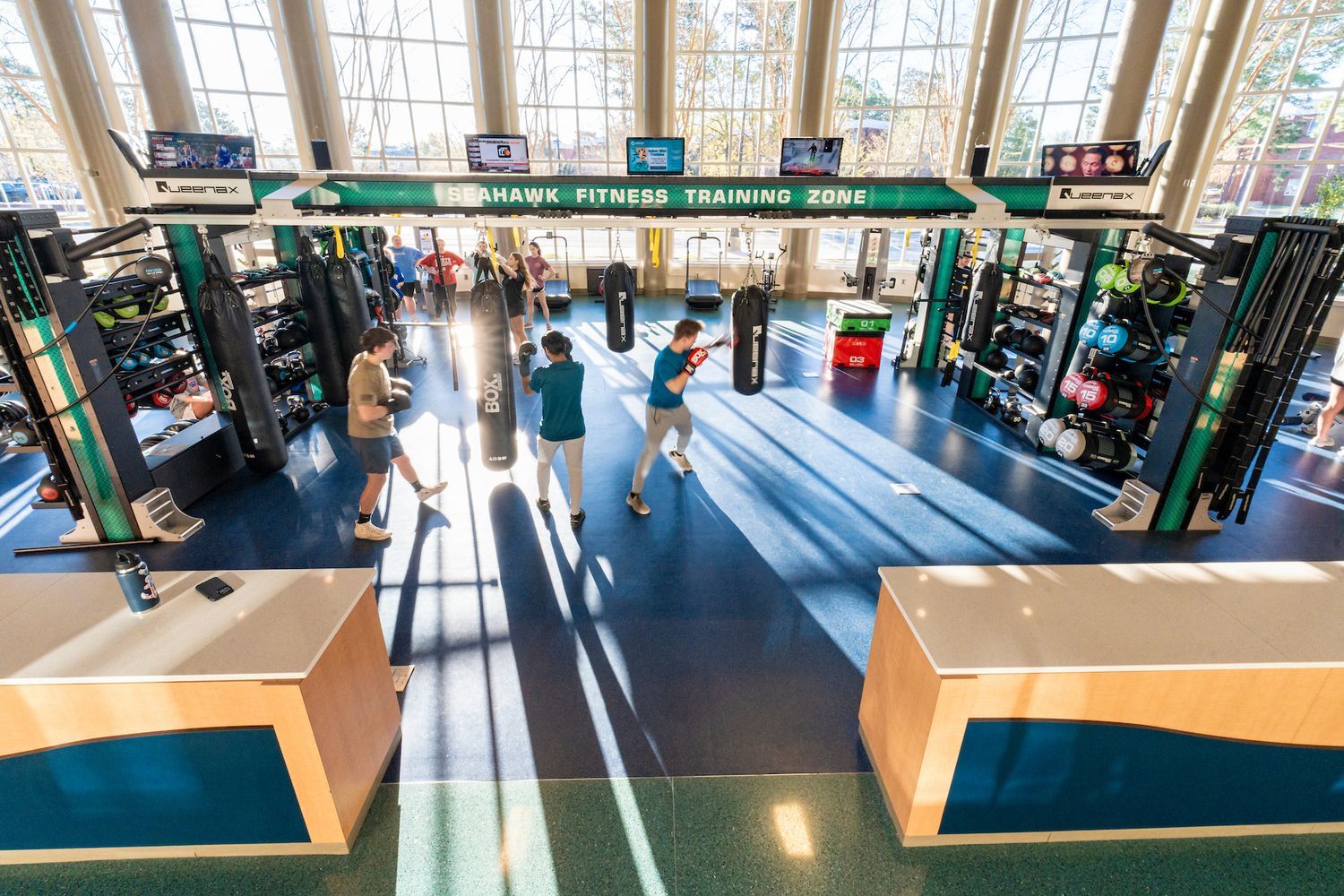 Students working out inside Campus Rec